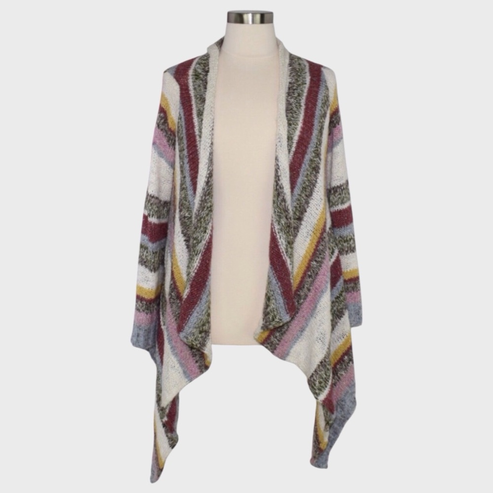Boston Proper Striped Waterfall Drape Cardigan
